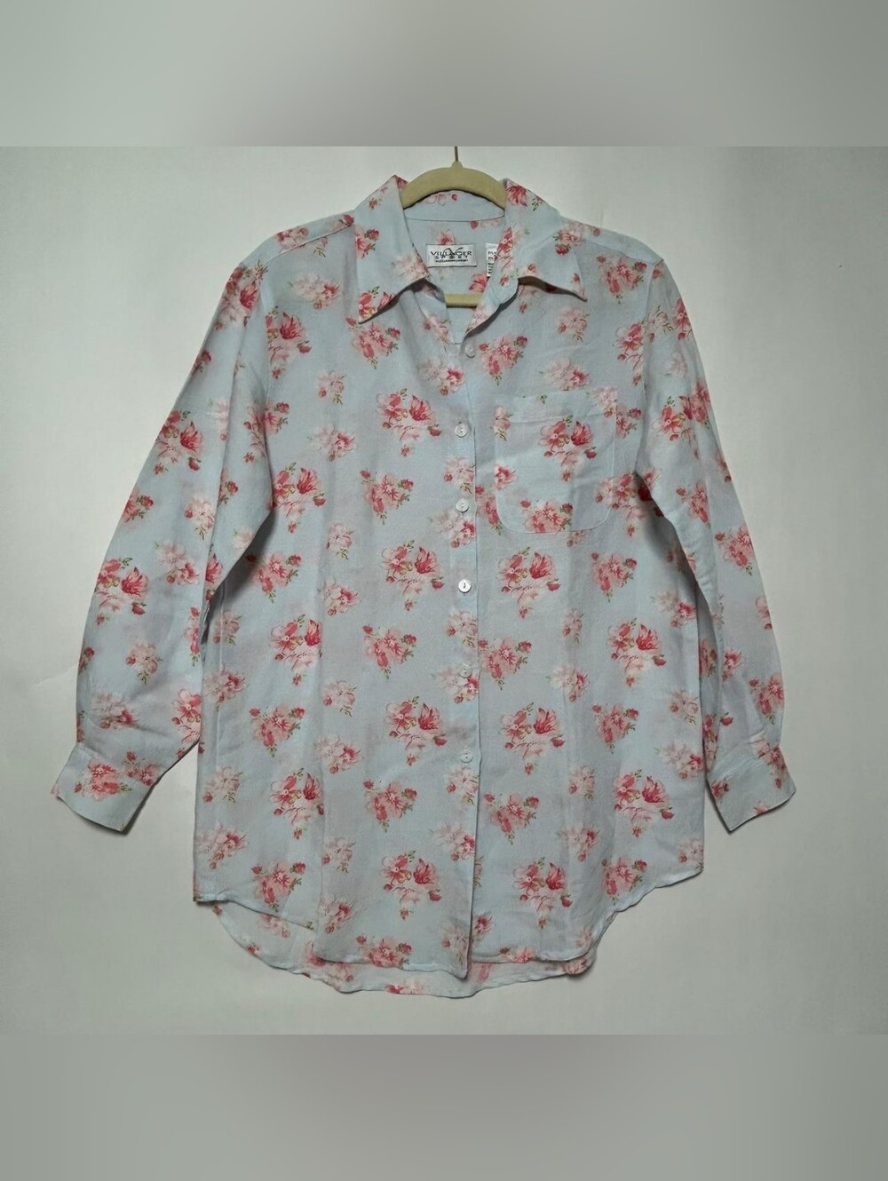 Villager Sport Blue and Pink Floral Button-Down Shirt